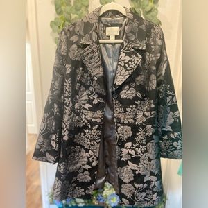 White House Black Market Black Floral Coat